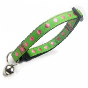 Lime Cat Collar with Pink Dots